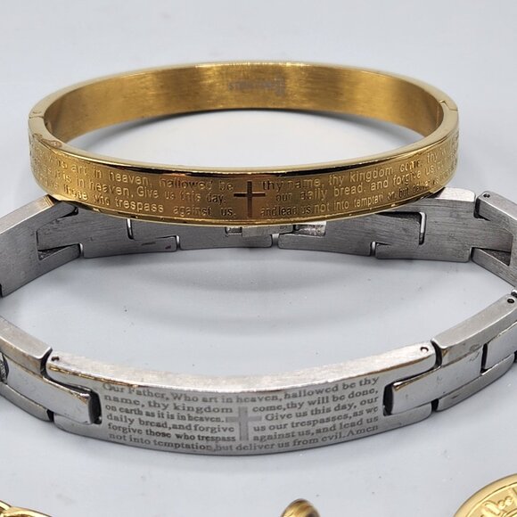 Stainless Steel Religious Christian Jewelry Lot Edforce Pendants Bracelets - Picture 5 of 14